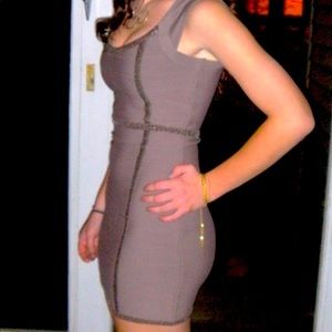 Guess spandex cocktail dress in taupe